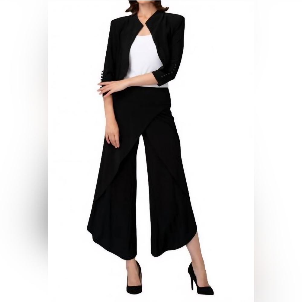 Joseph Ribkoff Classic Overlay Pant 'Wrap Flowy Pant' in Black ~ NWT